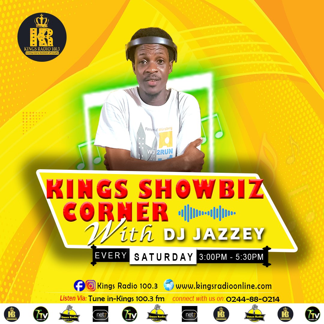 DJJazzey's tweet photo. ⏸ ▶️ Kings Showbiz is always live on your Radio, each and every Saturday 3pm-5:30
#KingsRadio
#djjazzey
#ghshowbiz
#entertainment https://t.co/7LYOLX6VM0