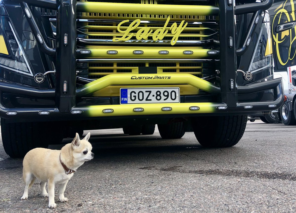 Toisella iso koko, toisella iso ego. Ladyjä molemmat 💅🏻#pirkkala #tampere #mansenmorinat #volvotrucks #mansenmörinät <a href="/VolvoTrucks/">Volvo Trucks</a> <a href="/AlmaMedia_FI/">Alma Media</a>