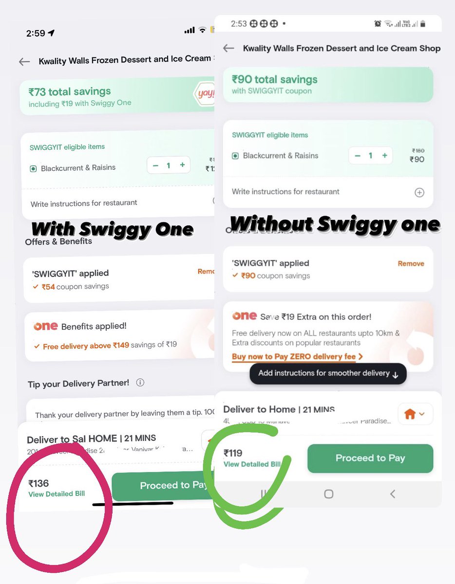 rock_ankit14's tweet photo. @Swiggy  Difference between Normal Swiggy and Swiggy One Membership🙂 #swiggyone #swiggy https://t.co/XxvgROnwkf