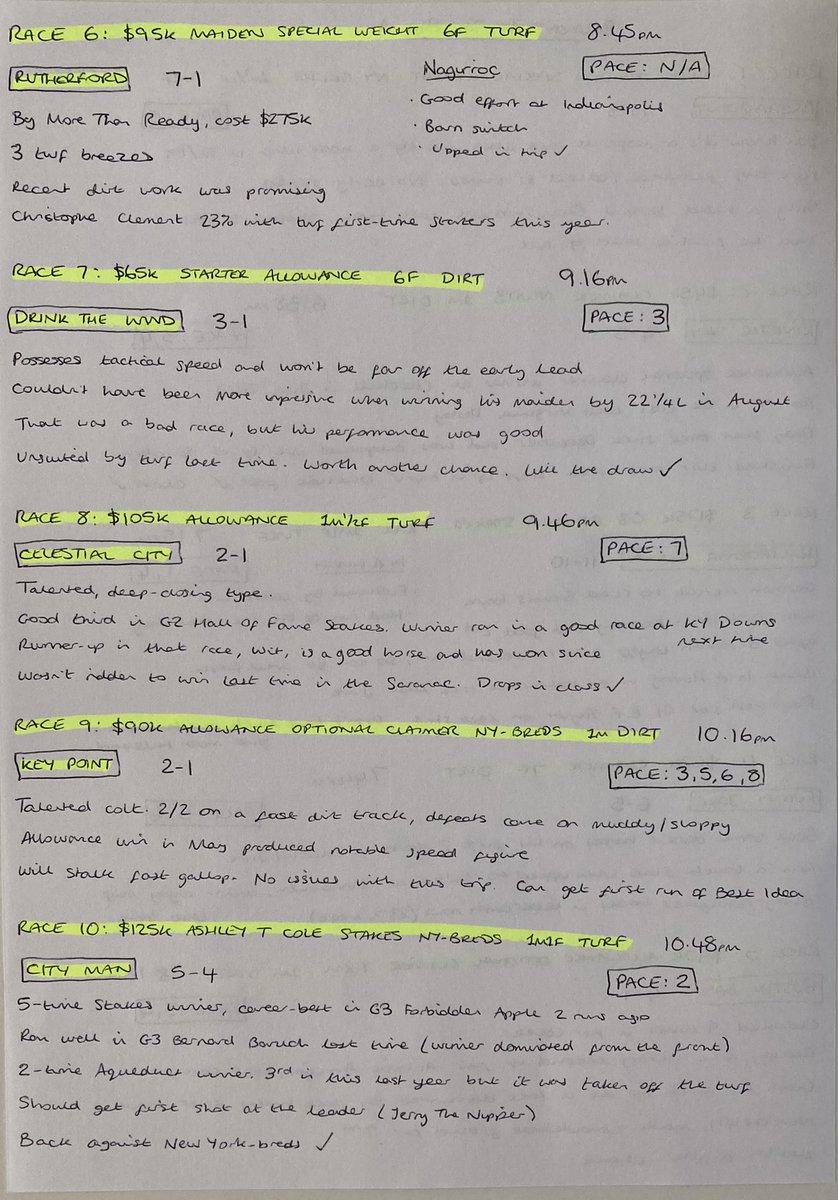 Tomptin's tweet photo. US racing notes for tonight’s Stateside shift on @SkySportsRacing. I’ve decided to be generous and post all of Belmont At The Big A and Pimlico, so feast away! We’ll also cover Woodbine (couple I really like there), Gulfstream and Los Al on the show. 

Likes &amp; RTs appreciated! 🐎 https://t.co/qUWap2CHTq