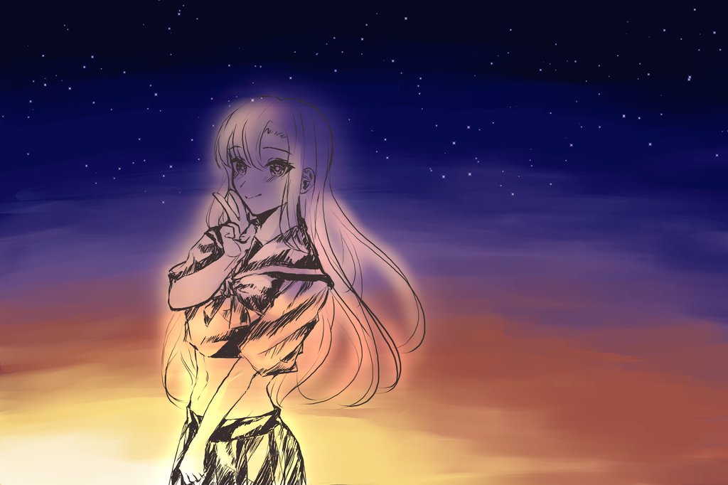 Archen_z's tweet photo. 拿朋友的可拆式電腦來玩，隨便加個背景當桌布

#illustraion
#イラスト
#女子高生 https://t.co/pIJf3YMcCo