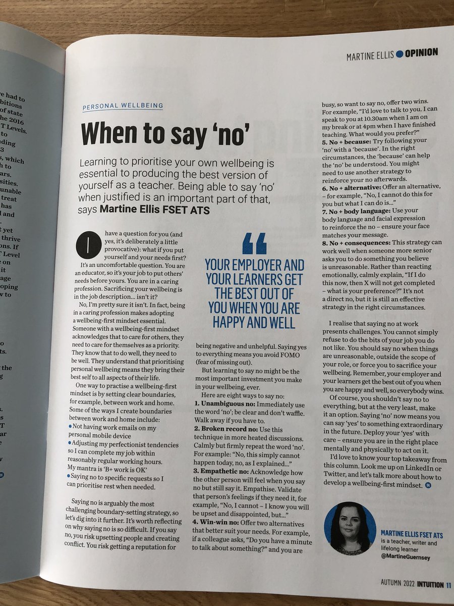Martinreid127's tweet photo. Love this article from @MartineGuernsey on When to say ‘No’ #SETIntuition @SocietyET @E_T_Foundation https://t.co/G6Oir2Rlxv