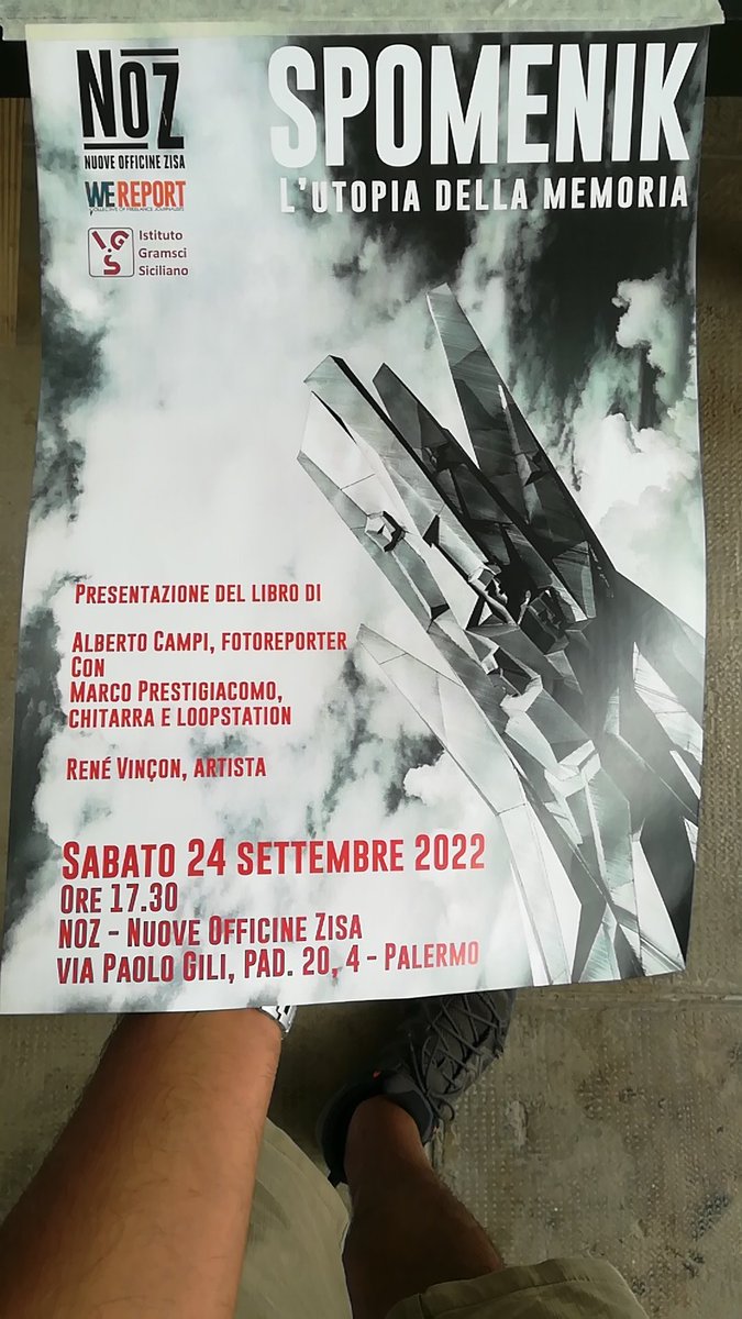 AlbeCampiPhoto's tweet photo. Questa sera ore 17.30 #Palermo alle Nuove Officine #Zisa
#spomenik l'utopia della memoria
Presentazione del libro musicara da Marco Prestigiacomo alla chitarra
#fotografia
@fabio_loverso @WeReport_eu https://t.co/foFmvJNnRb
