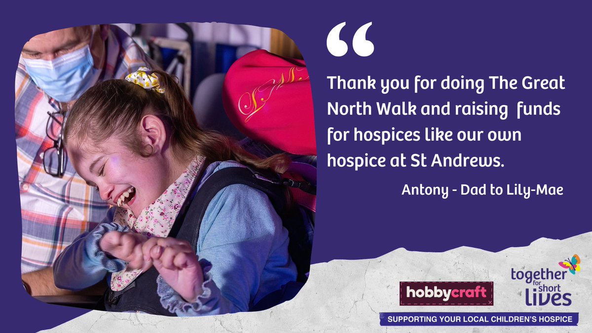 Tog4ShortLives's tweet photo. "Although Lily-Mae can't walk, she'll be with you every step of the way." 

Cheering on the @Hobbycraft Magnificent Seven who are on day 3 of their 100-mile trek to raise funds for children's hospices &amp; families like Lily-Mae's. Please donate if you can: https://t.co/sMWm3cSXJX https://t.co/oN7iNcvQiJ