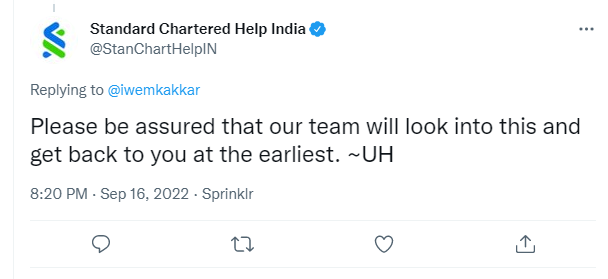 iwemkakkar's tweet photo. @StanChartIN as usual a lip service was made on 16th and no action till date!!!!! They record the calls but their systems never show any records of past conversations, pathetic state of customer service https://t.co/4gPeROMkls
