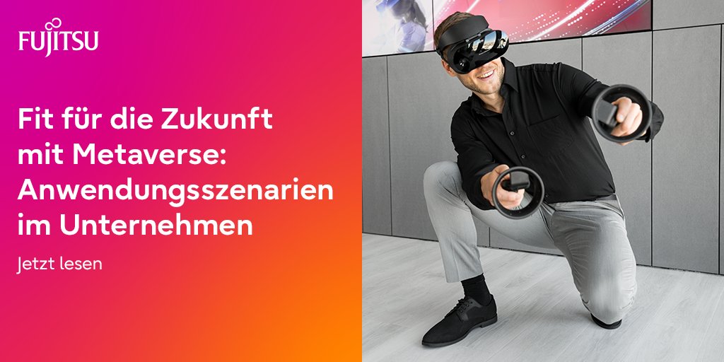 Fujitsu_DE's tweet photo. Arbeiten und Lernen mit allen Sinnen – welche Chancen bieten #VirtualReality 🕶 und das #Metaverse in der Bildung und der Arbeitswelt?
Entdeckt im #FujitsuBlog das Potenzial von Meta-Landschaften für euren Alltag: https://t.co/R6rzqrXscZ https://t.co/QJV8eXzAfo