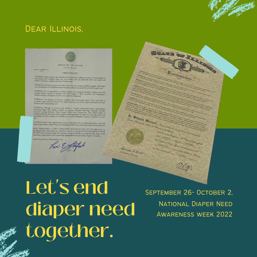ShareOurSpare's tweet photo. We thank @Chicagosmayor & @Govpritzker for proclaiming that September 24th - October 2nd shall be #NationalDiaperNeedAwarenessWeek and acknowledging the need for diaper access in our communities.
#ShareOurSpare #enddiaperneed #basicsarentbasic #firstfiveyears #strongstartsmatter https://t.co/Gmusesb61v