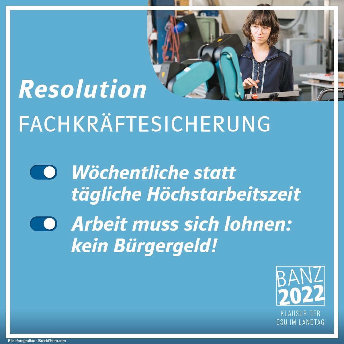 #banz22 Unsere Resolution zur Fachkräftesicherung: Wir wollen gemeinsam dem Fachkräftemangel begegnen &amp; neue Chancen nutzen. Denn: qualifizierte Arbeitskräfte sind Voraussetzung für den Wohlstand der Menschen in Bayern.
#bayernzukunftsstark