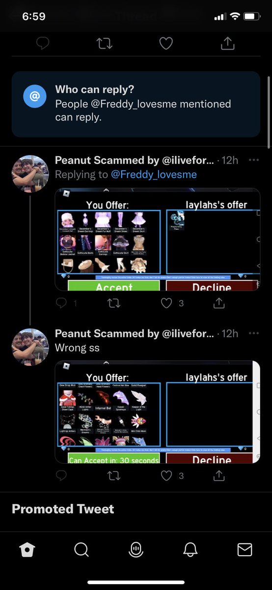UrWiv3's tweet photo. literally making no sense and even has HUGE scam reports thanks to @K1mberlyn_ telling me do NOT trust this scammer scroll for more pictures @iliveforisa #scammer #scam #scamming #adoptme #royehigh https://t.co/DesZLT5ZE0