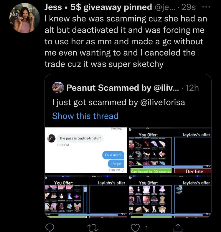 UrWiv3's tweet photo. literally making no sense and even has HUGE scam reports thanks to @K1mberlyn_ telling me do NOT trust this scammer scroll for more pictures @iliveforisa #scammer #scam #scamming #adoptme #royehigh https://t.co/DesZLT5ZE0