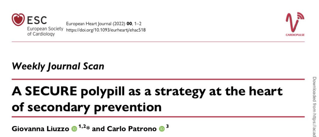 📌#SECURE polypill as a strategy at the heart of secondary prevention 🎯

#CardioEd #CardioTwitter