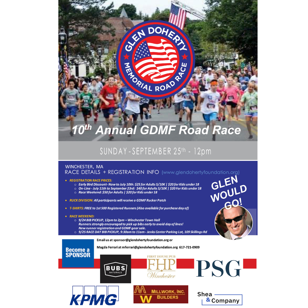 Tomorrow is THE ROAD RACE we wait for every year! REMINDER!!!! TODAY from 12pm-2pm  - We are having pre-race bib pick up - new registrations are available AND swag will be for sale! (In the auditorium at Winchester Town Hall 71 Mt. Vernon St. Winchester, MA)

#GDMF #GDMFFamil ...
