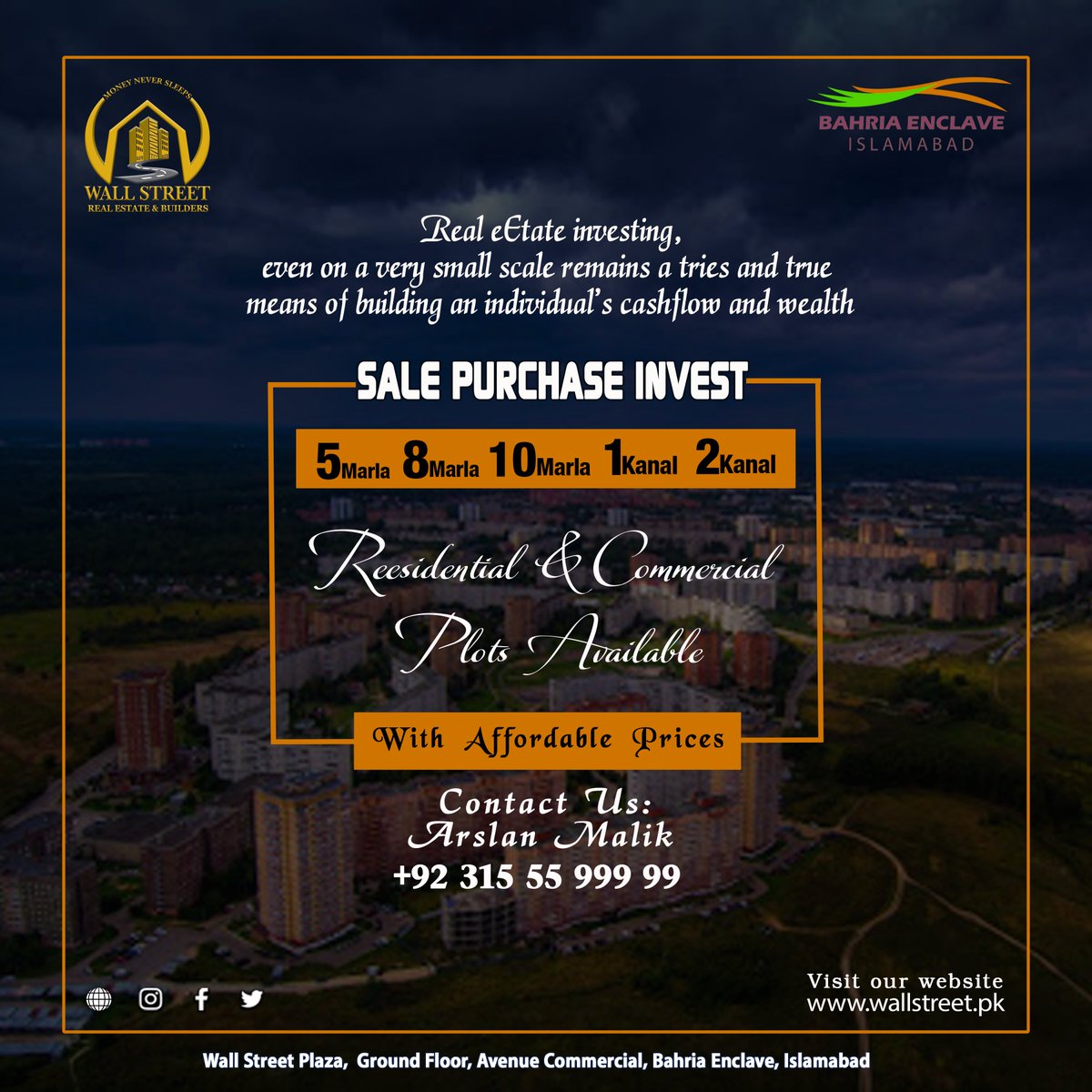 bahriatownwall's tweet photo. We deal Sale Purchase Rent &amp; Invest for all kinds of Residential &amp; Commercial Properties in BE like: houses, apartments, offices, shops &amp; different sizes Plots like : 4 Marla, 5 Marla, 8Marla, 10Marla, 1 &amp; 2 Kanal ! 
#luxuryrealestate #BahriaEnclave #Sale_Purchase_Invest https://t.co/SaltJrsb62