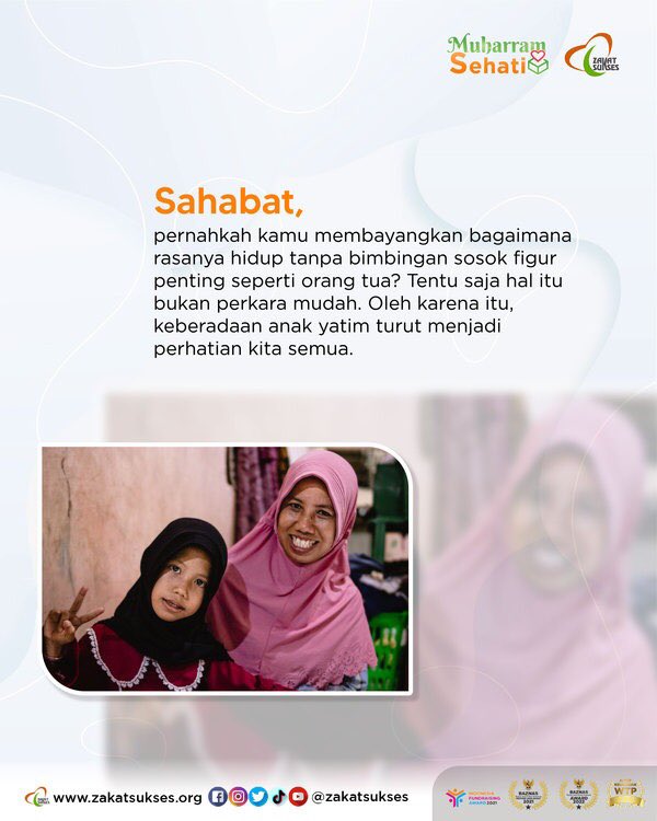 ZakatSukses's tweet photo. Sahabat, ambil kesempatan dalam program Asuh dari Jauh Batch 2 dengan mendaftarkan diri menjadi Orang Tua Asuh melalui: 
https://t.co/D5NoruCBgC
#ONEPIECE #Asuh #Orangtuaasuh #iPhone14BESTwithTRUE5G #iPhone14 #Yatim https://t.co/HBEBmTtmFl