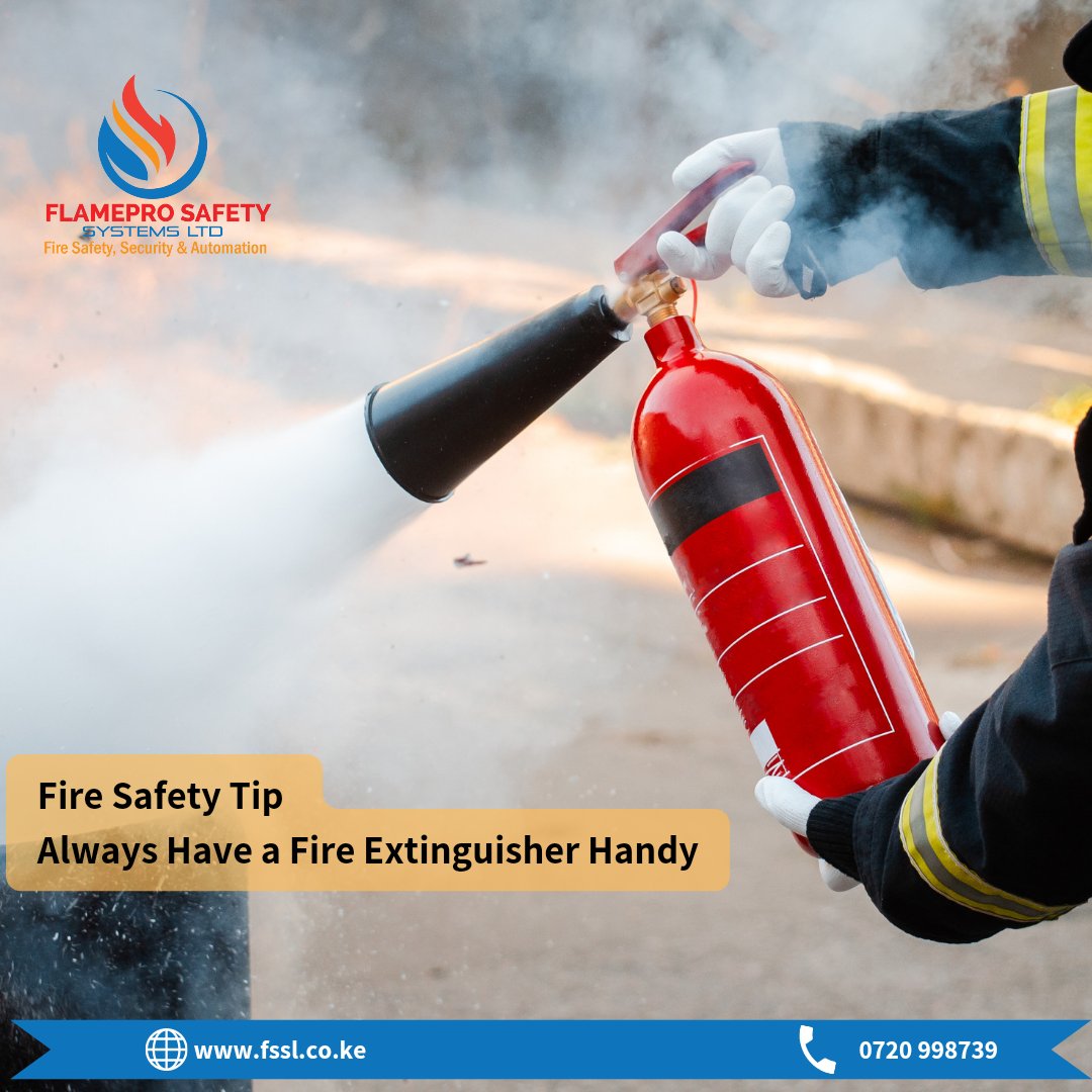 OfficialFssl's tweet image. Keep a fire extinguisher in the kitchen, garage, or near any other potentially hazardous areas, such as your furnace and fireplace

We supply, install and service #Fireextinguishers

Contact us on

☎0720998739 
✉️enquiries@fssl.co.ke
🌐fssl.co.ke 

#fssl #firesafety