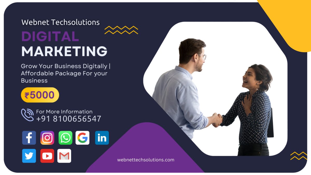 Webnet2022's tweet image. Digital Marketing @ just ₹ 5000/-
Increase your business with a digital marketing strategy that works.

For More Information about Marketing
Contact us - 8100656547
webnettechsolutions.com/socialmediamar…
