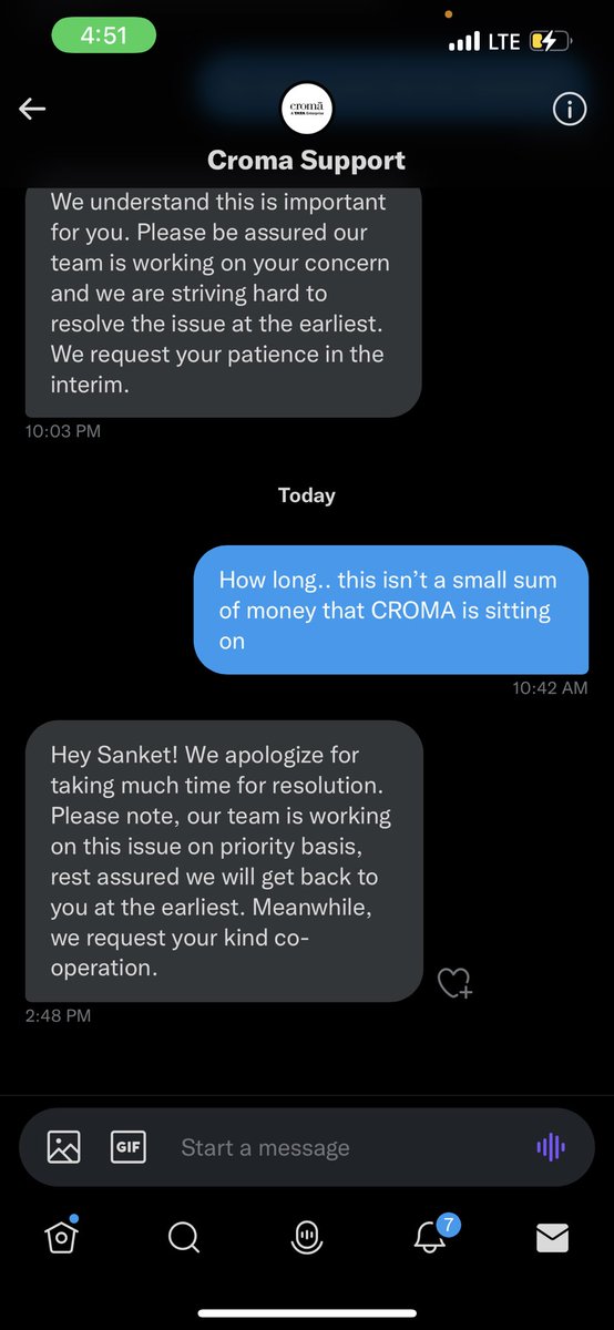 sanket1606's tweet photo. @CromaSupport Still no response. Only meaningless apologies.@cromaretail - sitting on refund of INR 7000 since 14 days @consumerforum_ @ConsumerAffairs https://t.co/Zvfa9FO0Bc