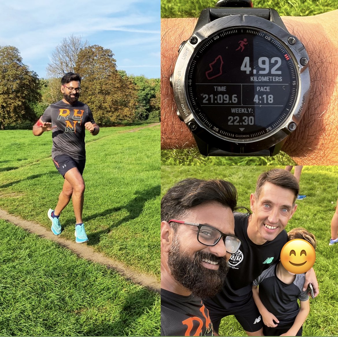 ramesh373's tweet photo. Nonsuch Parkrun - 21:09 !! Not bad for a 40+ guy !!! Great to test the legs ahead of @LondonMarathon !!!  May have shaved few seconds had i shaved 🤦🏾‍♂️🤣 (not the most aerodynamic face #beardproblems ) @runningpunks @UKRunChat https://t.co/6NO6ND5Ks1