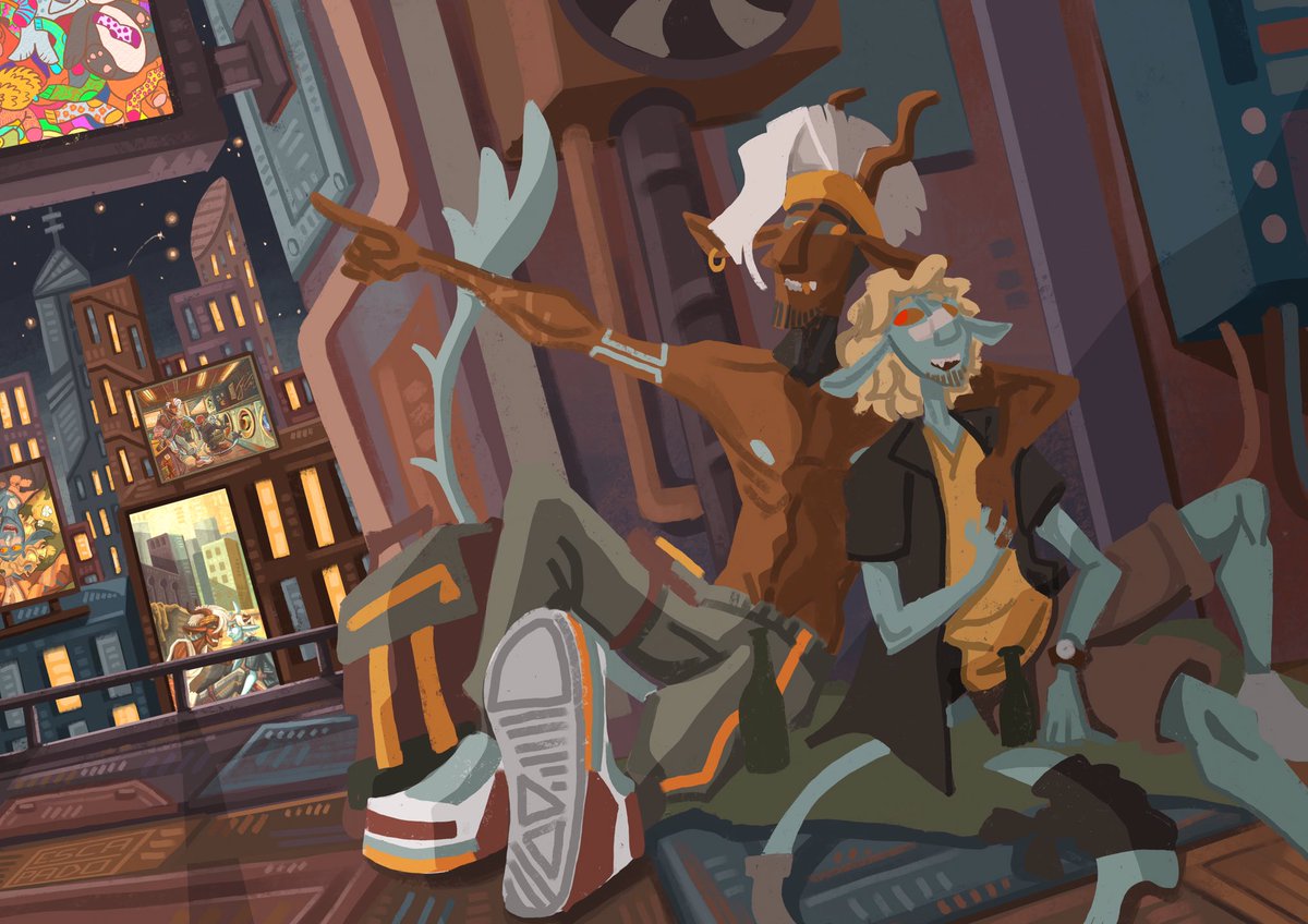 EscapadoDraw's tweet photo. An illustration to celebrate the 1 year of existence of our characters Fynn and Ash (Starmagedon’s character)

#CyberpunkEdgerunners #cyberpunk #cyberpunk2077edgerunners #Cyberpunk2077 #cyberpunk2077rp #cyberpunk2077characters #OC https://t.co/PzhT47Qkmq