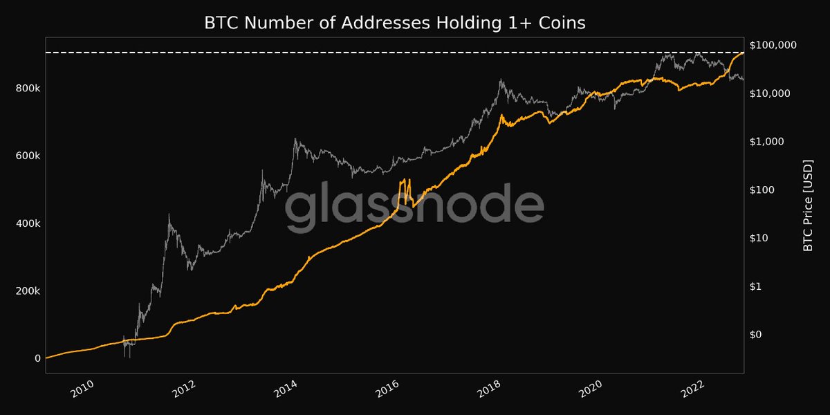 The number of addresses holding 1 or more #Bitcoin has hit an all-time high at 904,578. 🚨

Welcome to the 21 Million Club!