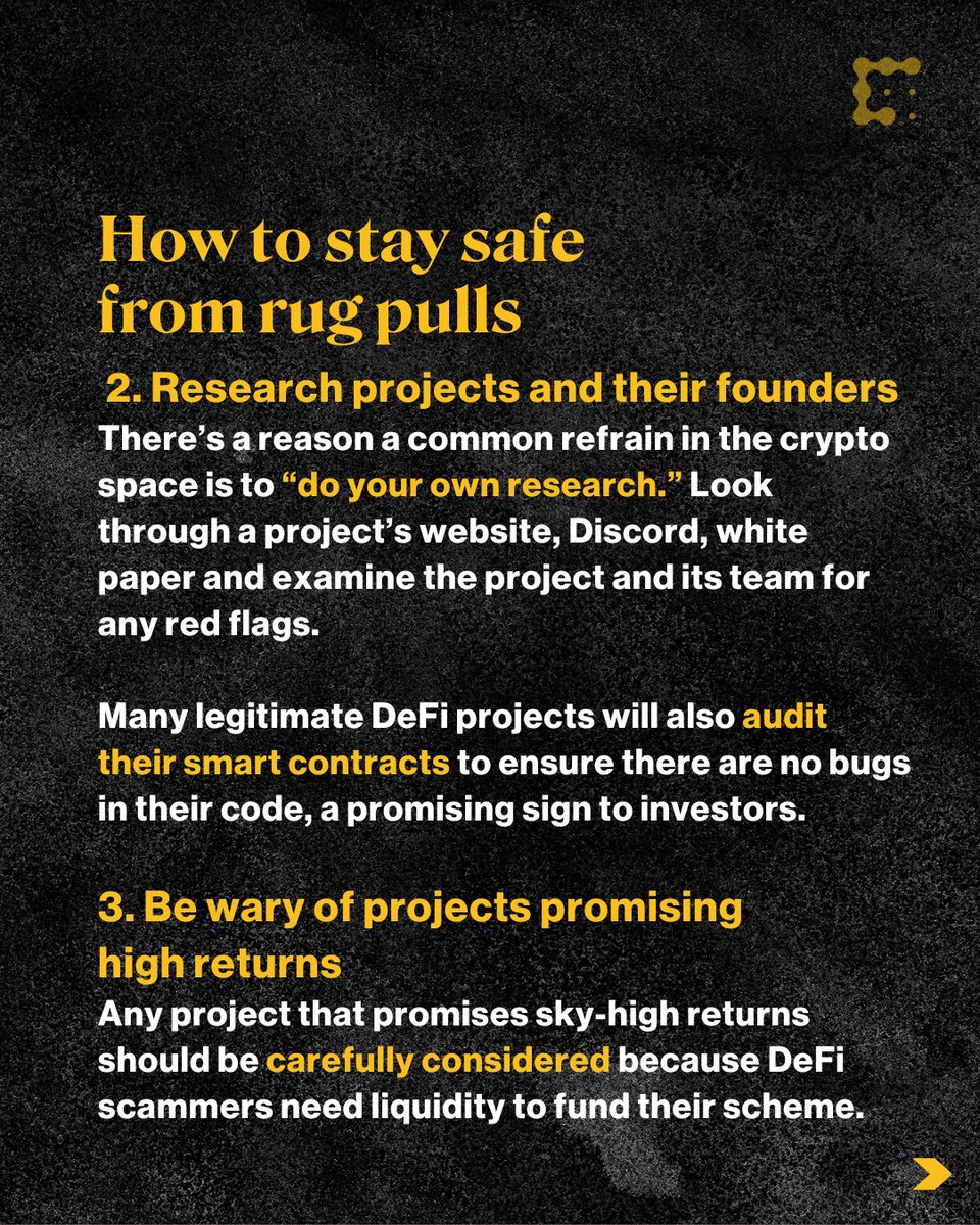 CoinDesk's tweet photo. Know someone who’s been rugged? 
 
Sometimes, #crypto projects don't end up being legitimate. Here are some ways you can detect possible rug pulls and protect yourself from financial loss. https://t.co/u6SzxigS5O https://t.co/I4Ns7Yj9ZR