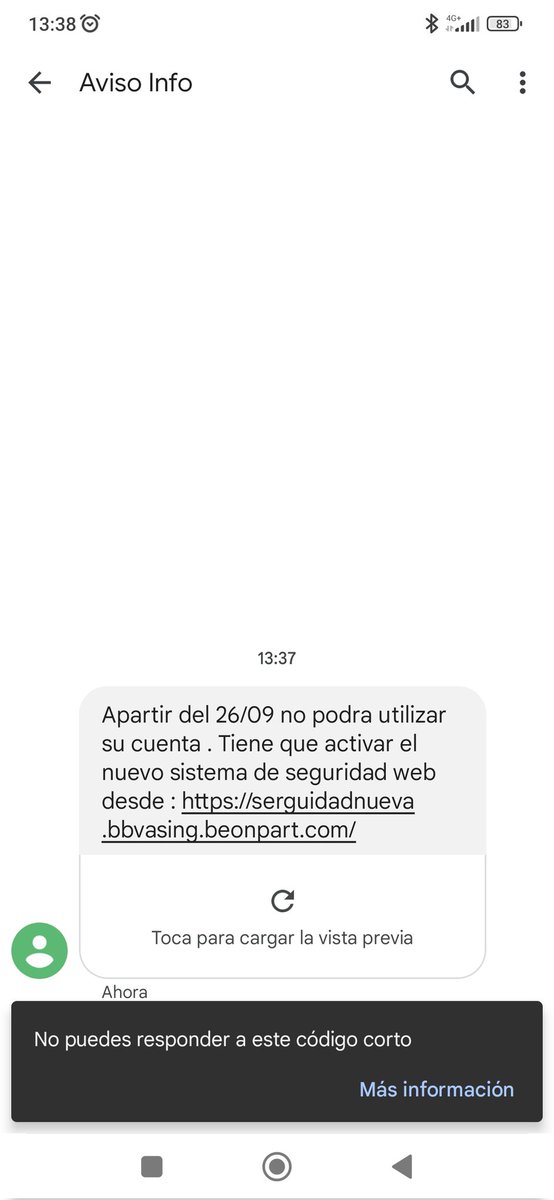 GORKALOPEZBEREC's tweet photo. @policiaforal_na @policia @PMTudela QUE TENGAN CUIDADO LA GENTE QUE LLEGAN MENSAJES COMO ESTE A Y YO NO SOY CLIENTE DE @bbva https://t.co/SEfTqWUPTi