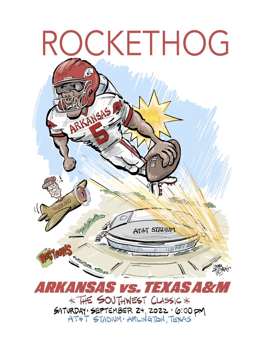 realrayzorback's tweet photo. “RocketHog”. Go Hogs! Beat Texas A&amp;M! @RazorbackFB @raheim_sanders @ArkansasOnline @wholehogsports @MattJonesADG @NWAScottie https://t.co/BTcY8hdn4N