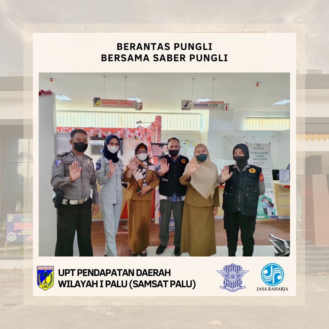 Berantas Pungli

Selasa, 20 September 2022
Tim saberpungli melakukan inspeksi mendadak di beberapa palayanan Samsat palu guna menghindari adanyaa pungli di lingkup samsat palu dan sekitarnyaa . 

Ayo datang datang ke samsat dan bayarkan pajak anda tepat waktu!💃