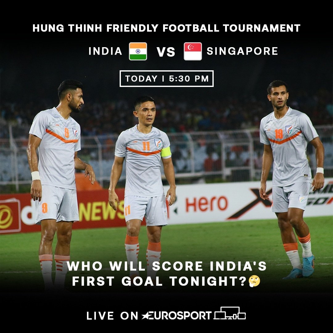 ThePLandMore's tweet photo. Tune in to Eurosport now to watch India take on Singapore in a FIFA Friendly. 

#FIFA #IndianFootballTeam #BlueTigers #AIFF #EurosportIN #Eurosport #BackTheBlues #India #Singapore #INDvsSIN #INDvSIN https://t.co/bLUM404Mq7