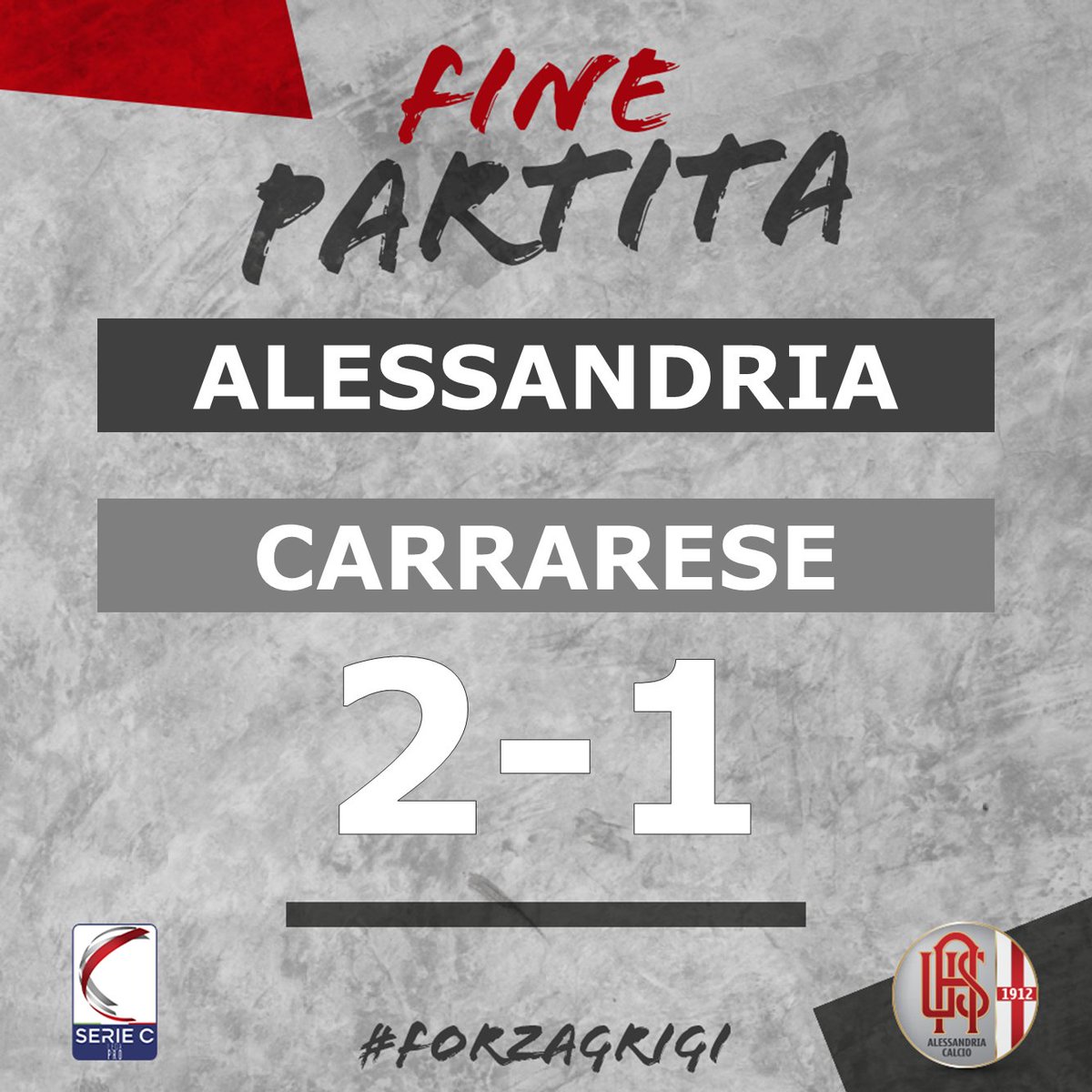 usalessandria's tweet photo. FT - #Alessandria-#Carrarese 2-1. #ForzaGrigi https://t.co/Hm0SIEx1ik