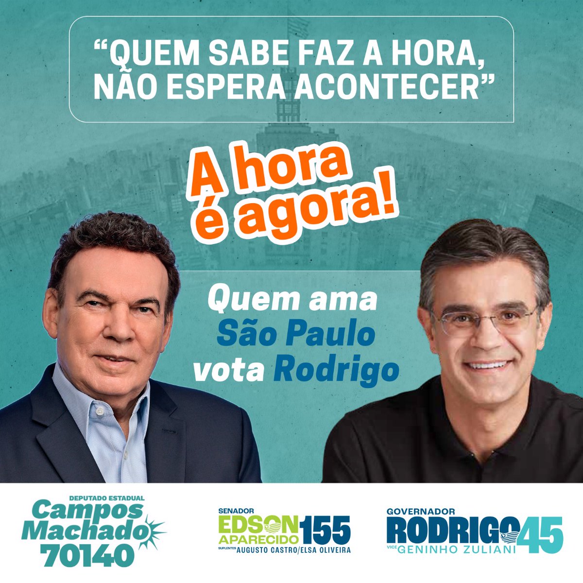 campos_machado's tweet photo. Paulistas que amam São Paulo, que conhecem o Estado e que lutam por ele! Quem Ama São Paulo, Vota @rodrigogarcia_ 45 !!!
.
.
.
#CamposMachado #Vote70140 #SenadorEdsonAparecido #Vote155 #GovernadorRodrigo #Vote45 https://t.co/pRjGQCzpkv