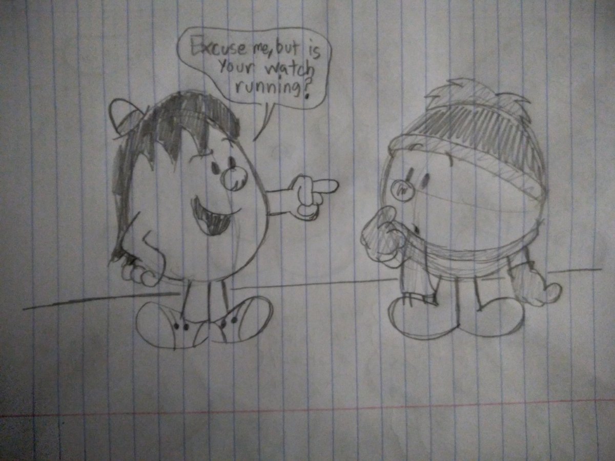 MatthewJGrisha1's tweet photo. Mr. Chilly is being pranked by Mr. Mischief doing a variation of "Is your refrigerator running?" with a watch.
Mr. Mischief design belongs to @MrNormalDraws .
#mrmenandlittlemiss #mrmenlittlemiss #oc #watch #mrmischief #mrchilly #fancomic https://t.co/cHDAHik7Gr