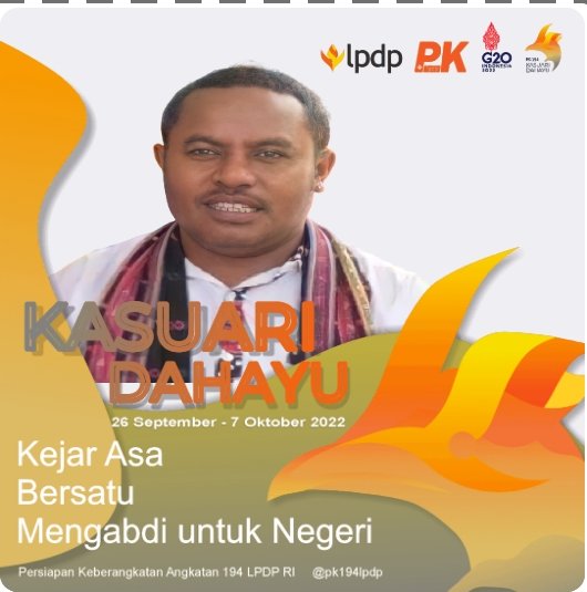gusti_hingmane's tweet photo. Terpanggil dari Daerah Afirmasi untuk Indonesia lebih baik. Saya siap mengikuti PK dari tanggal 26 September sampai dengan 7 Oktober 2022. 

@lpdp_ri 
#LPDP #DiriUntukNegeri #AkuPastiMengabdi #SDMUnggulIndonesiaMaju #KasuariDahayu https://t.co/wZY161f3LX