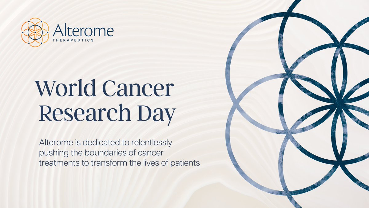 On #WorldCancerResearchDay, we are proud to be evaluating alteration-specific therapies with the mission to discover precise therapies and inspire hope for individuals affected by #cancer. Learn more about us: alterome.com