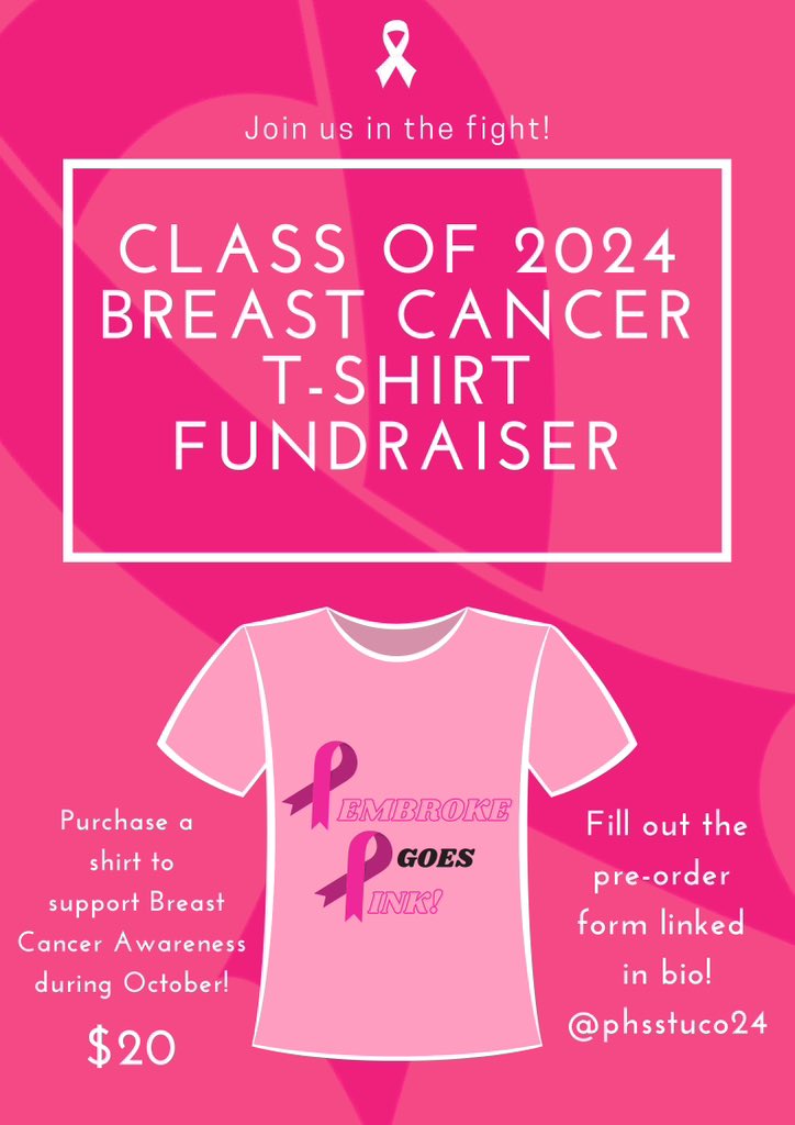 PHSSTUCO24's tweet photo. Last chance to order a tee shirt and support breast cancer awareness!! $20 and all proceeds support our class!! 

https://t.co/vQWXiaHpHP https://t.co/hAkwCgOkFW
