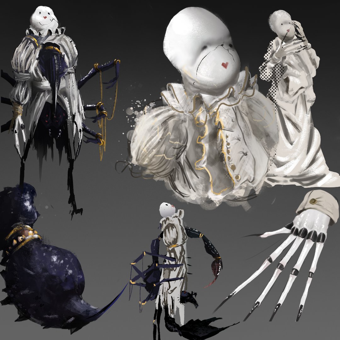 A character concept I made up for Sekiro. It's a porcelain puppet controlled by a toxic scorpion from the inside.