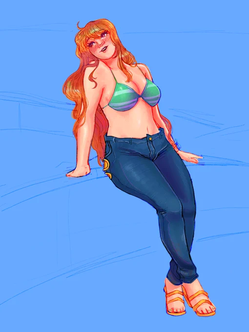 figure study featuring nami, just experimenting a bit with procreate and trying to get back into practice . referenced from a photo on sketchdaily !#onepiece 