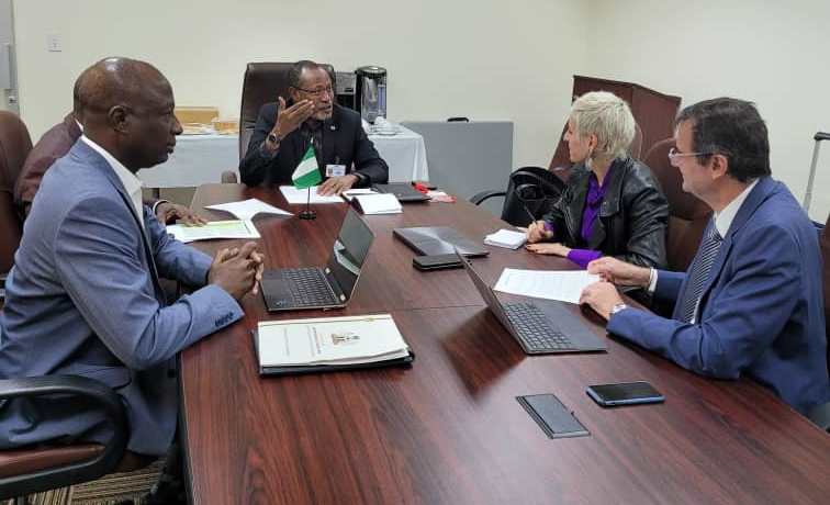 ProfAdepoju's tweet photo. In the company of the HME, HE @MohdHAbdullahi during an investor roundtable meeting btw @FMEnvng and #aDaryaa...centered on galvanizing supports for Nigeria’s @NigeriaParks &amp; National Afforestation Projects @FRINOFFICIAL, particularly for #biodiversity &amp; #wildlife #conservation. https://t.co/jOEZPiqbri