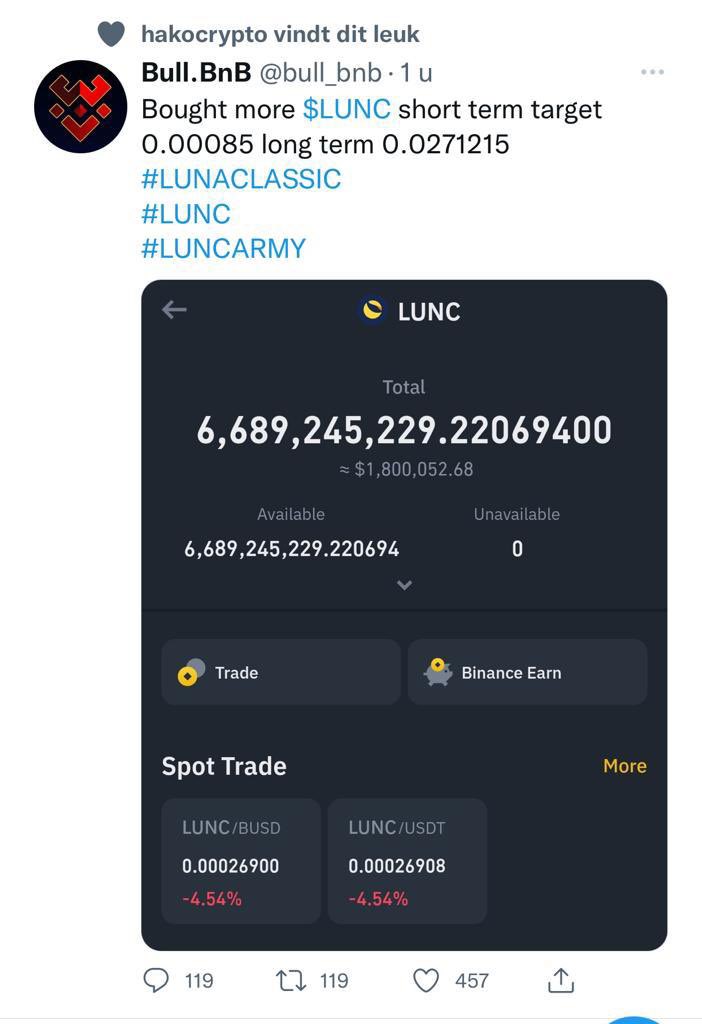 MB712933728's tweet photo. @bull_bnb You will have than 12-13 BILLION LUNC when you are buying more. Or was it you who sold it yesterday. Show like this the wallet as you did before 🤣 https://t.co/eAero63ibi