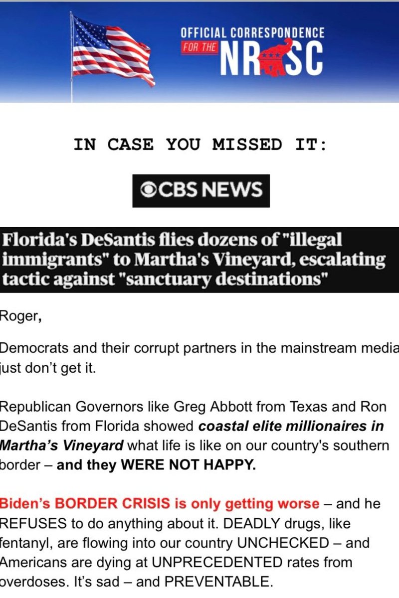 Holland4Kansas's tweet photo. New email out this morning from Jerry Moran & the National Republican Senatorial Committee asking supporters, "where do you want Republicans to “ship” migrants next?" Human trafficking is a federal crime. It's not funny. We deserve better that this, vote Senator Moran out Nov 8th https://t.co/lL8FNnMDJW