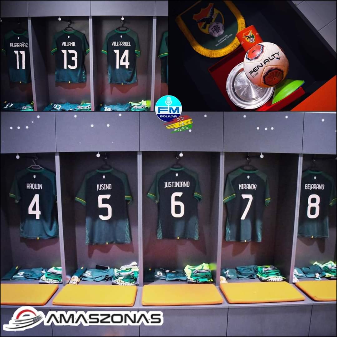 #SelecciónBoliviana 🇧🇴
🔥CAMERINO DE NUESTROS GUERREROS LISTO!!!🔥💪🏽🇧🇴🇧🇴👇🏽👇🏽

Sponsoreado por: Amaszonas Línea Aérea 
#BolívarEsBolivia ❤️💛💚
𝗜𝗡𝗦𝗖𝗥𝗜𝗕𝗘𝗧𝗘 𝗦𝗢𝗖𝗜𝗢 𝗖𝗘𝗡𝗧𝗘𝗡𝗔𝗥𝗜𝗢 ➡️ wa.link/8a8kb