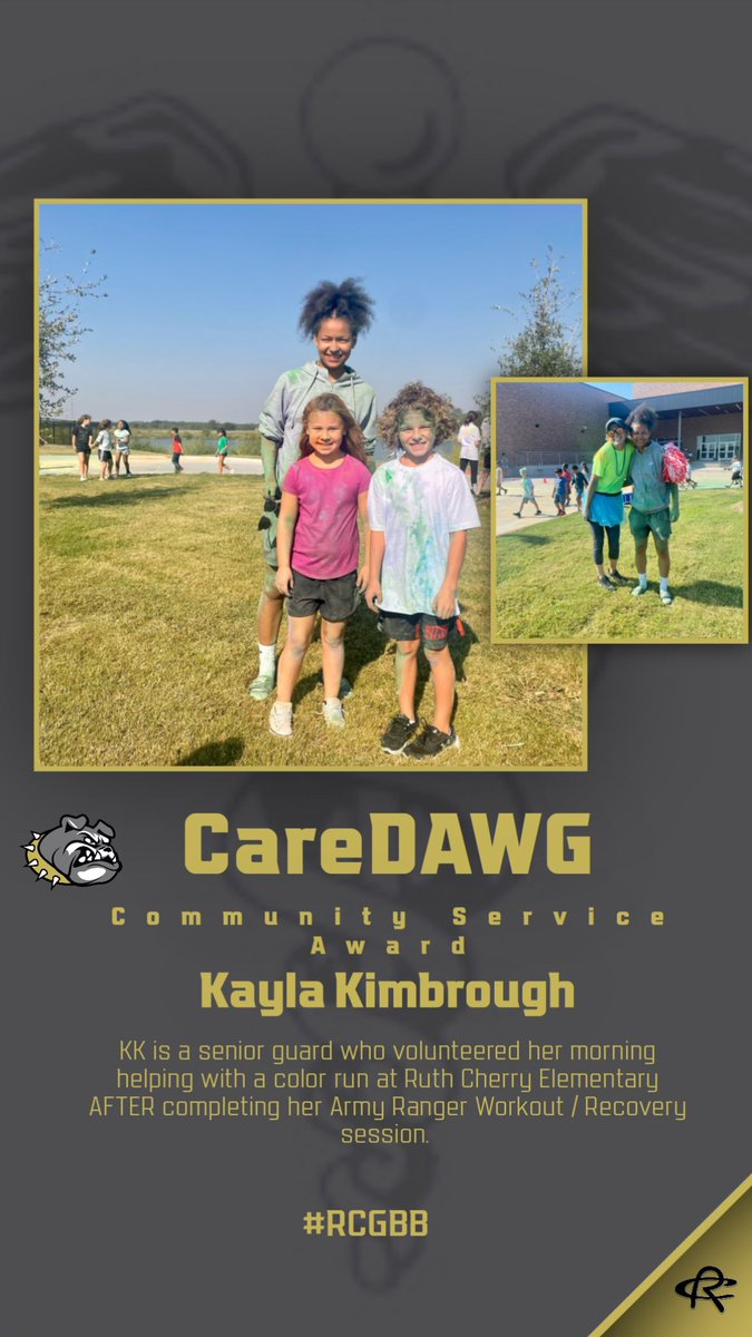 CareDAWG shoutout!!!! <a href="/KaylaKimbrough3/">Kayla Kimbrough</a> giving up her time to help a local elementary with a color run!!! Way to be a positive impact KK! #RCGBB #Service @Coach_Rager