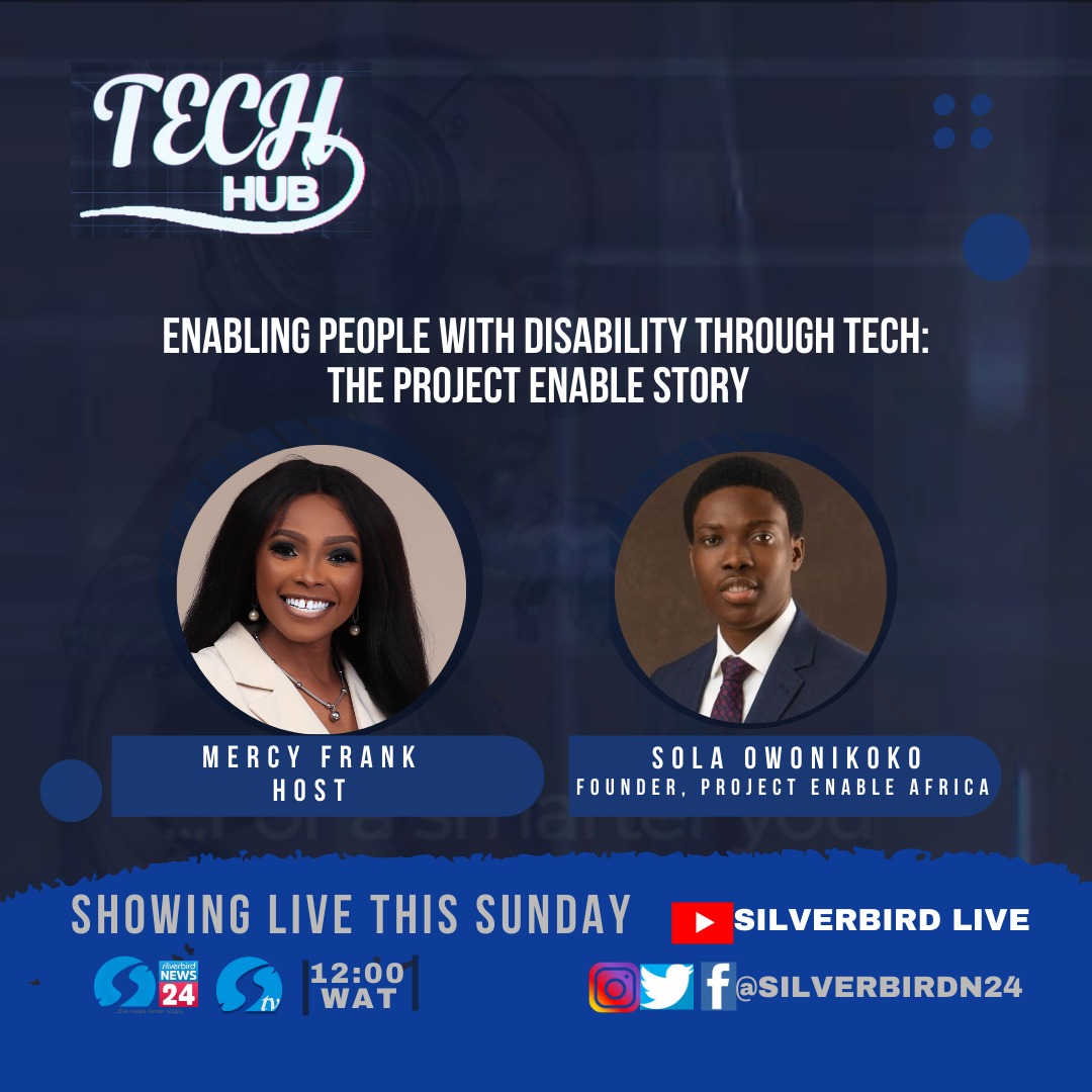 Project_Enable's tweet photo. Join our Executive Director @SolaOwonikoko live on Silverbird TV as he shares the Project Enable story.
It's been 8 amazing years of working and impacting persons with disabilities.
Check flyer for more details.
#projectenable #disabilityawareness #inclusion #interview https://t.co/jZ0EzEwYYe