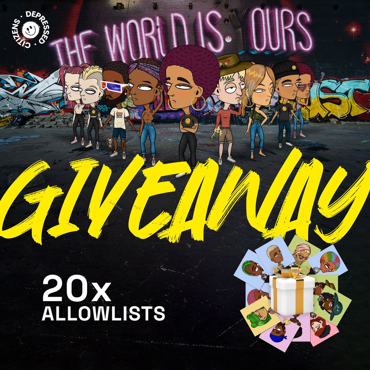 doobroCN's tweet photo. 🌈Doobro&amp; Depressed Citizen🌈

3x WL Giveaway! for 
@DepressCitizens

 To enter :
1️⃣ Must Follow @doobroCN and @DepressCitizens and @wmooneth
2️⃣ Like❤️+ RT 
3️⃣ Tag NFT Friends

#WLGiveaway #NFTCommunity #NFTs #freemintNFT https://t.co/ev2htgdL3Q