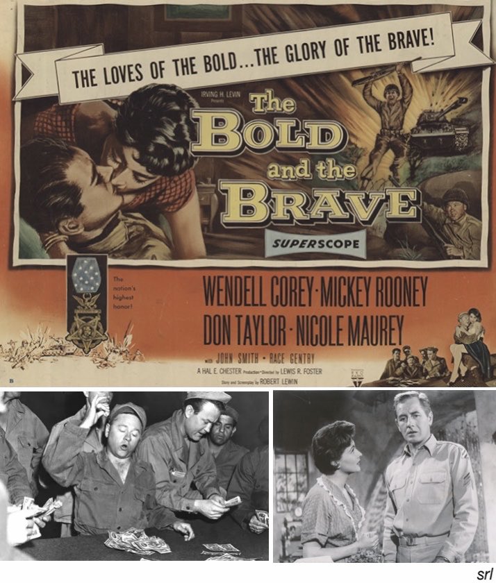 SaveRedlandLibr's tweet photo. 6:15pm TODAY on @TalkingPicsTV

The 1956 #War film🎥 “The Bold and the Brave” directed by #LewisRFoster &amp; written by #RobertLewin

🌟#WendellCorey  #MickeyRooney #DonTaylor #NicoleMaurey #JohnSmith #RaceGentry

Won #Oscars for Lewin(original screenplay) &amp; Rooney(supporting actor) https://t.co/kvGQCPIrrA