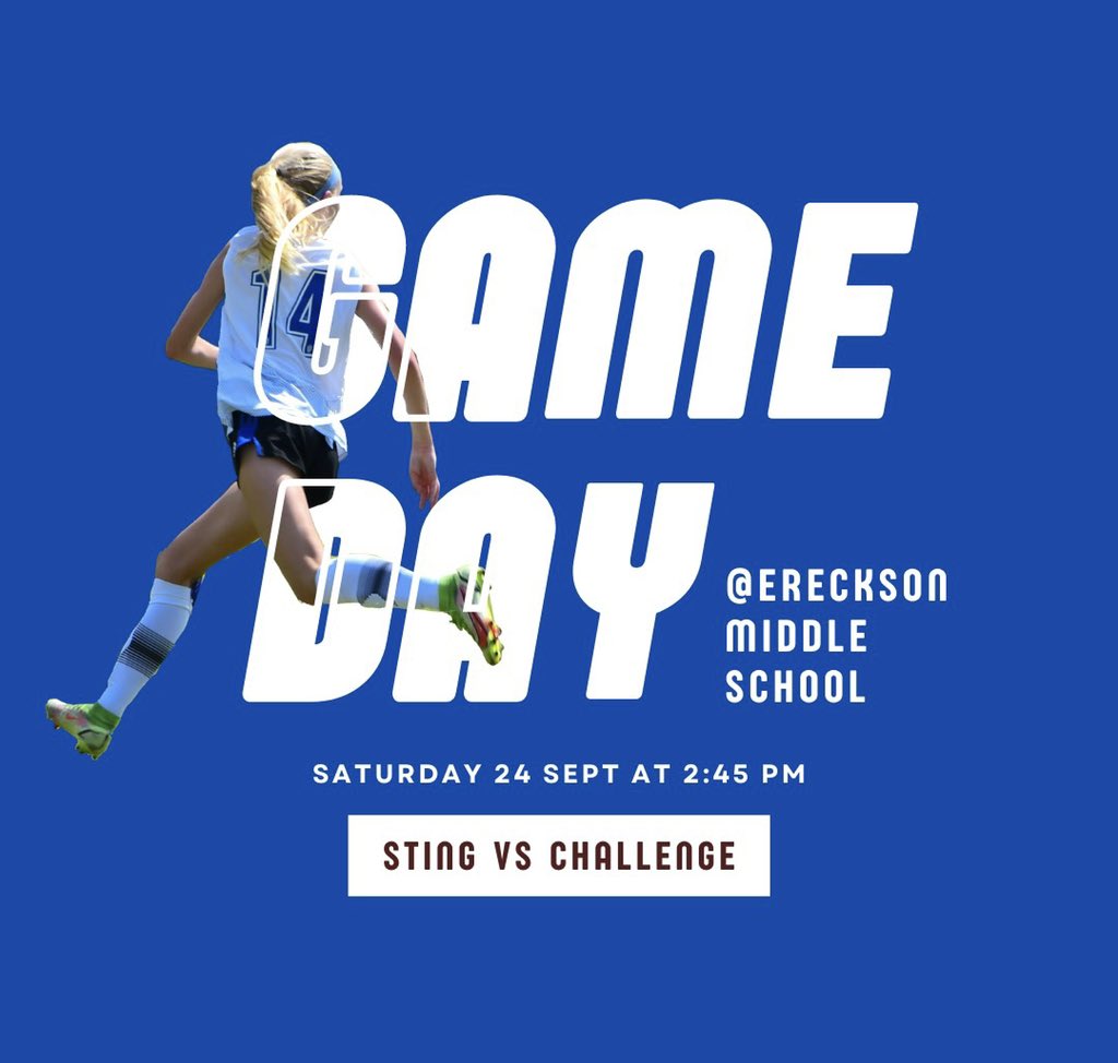 StingECRL2006's tweet photo. IT’S GAME DAY!!!💙🤍
Come watch us today at 2:45 as we take on @CSC06ECNLR at Ereckson Middle School! #STINGFAM #STINGBLACK https://t.co/Dg7JPA6sRq