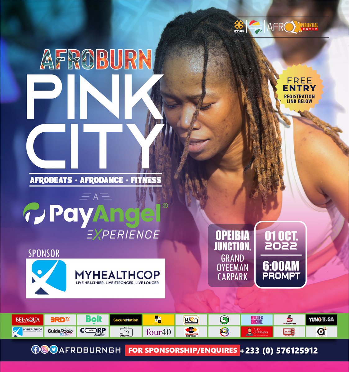 afroburnfc's tweet photo. We are excited to announce @myhealthcop as a Partner for #afroburn #pinkcity 
Promising even more exciting activities!

See you on Saturday! https://t.co/SpOiQzMAyy
