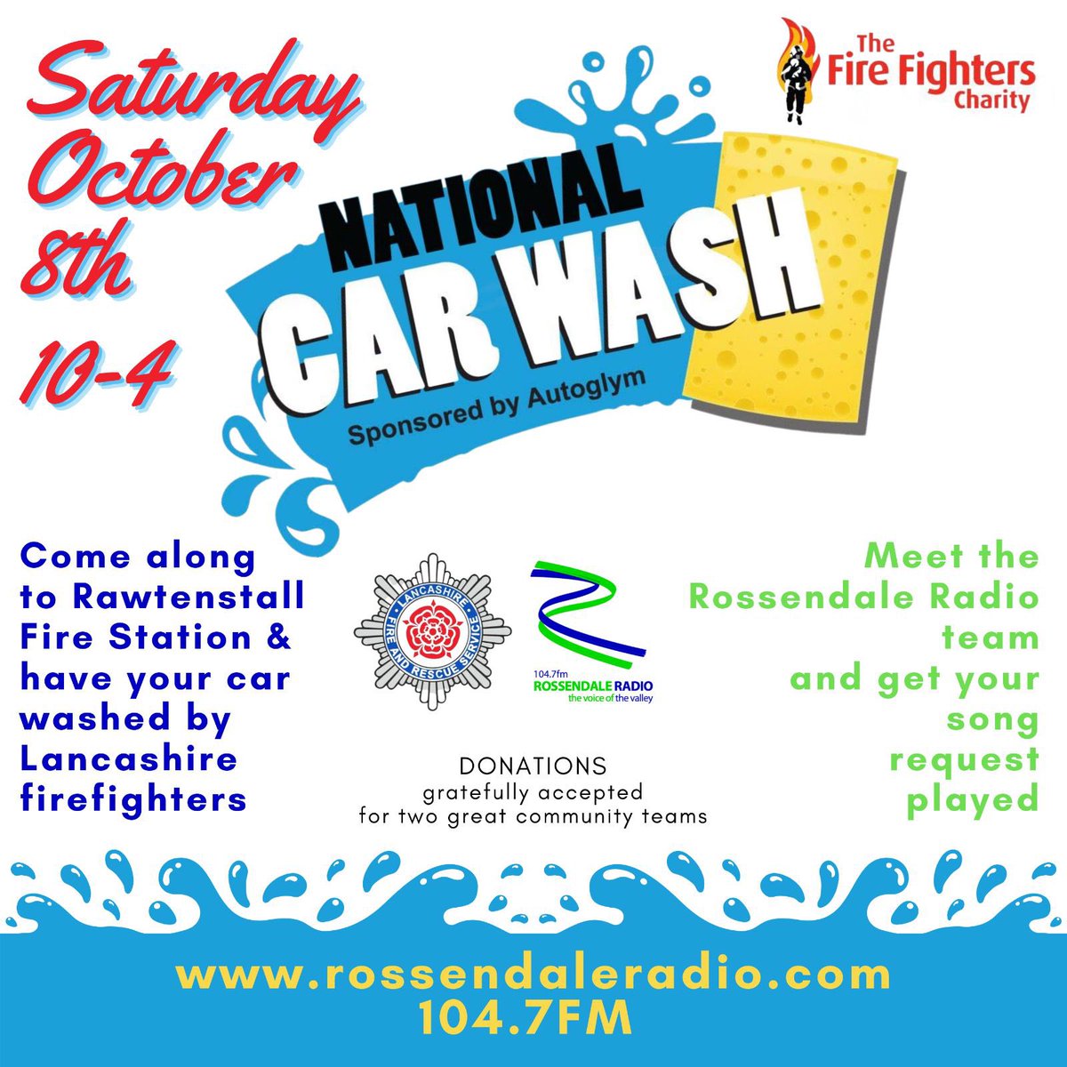 It’s back! We have a new date for the BIG Car Wash, with our friends at @RawtenstallFire and @LancashireFRS - come down, make a donation, and get your car washed. Saturday 8th October. See you there?