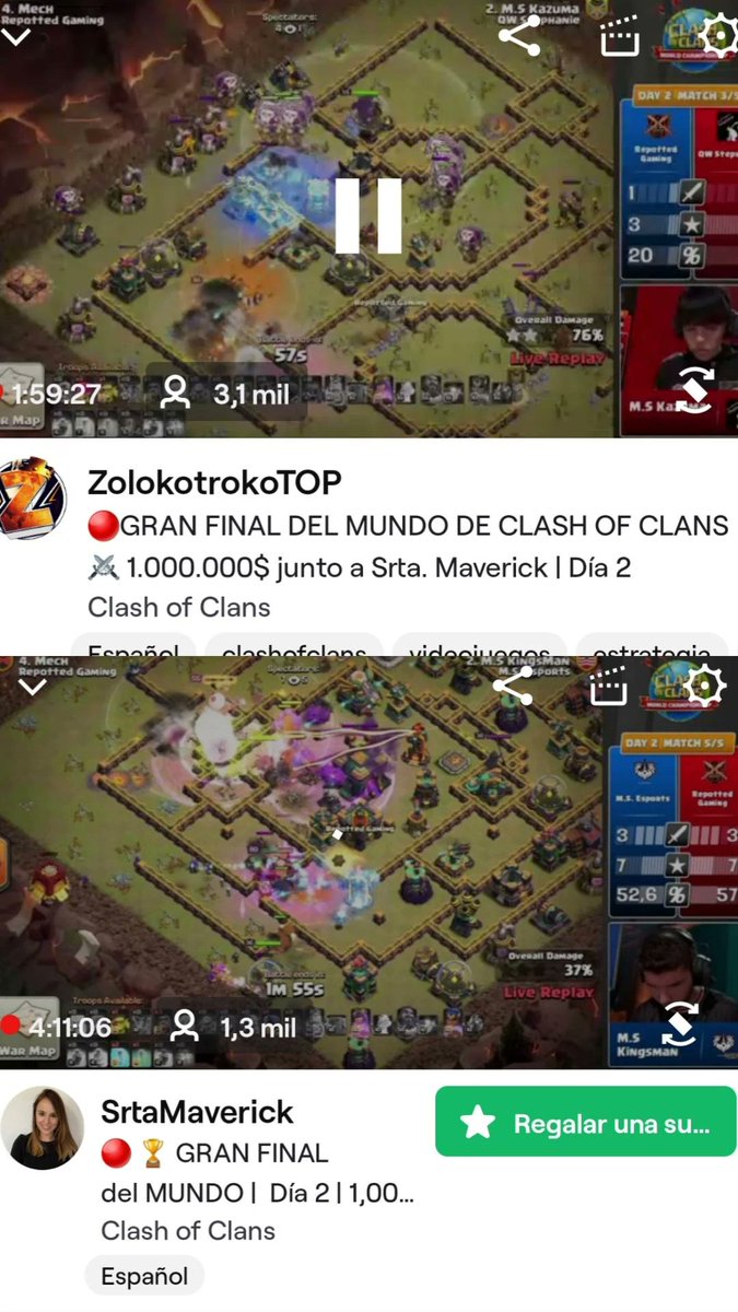 Mil graciass por el directo de hoy!! Una vez más, el horario más difícil para la comunidad hispana y aún así, ahí habéis estado!

Mañana conoceremos al nuevo campeón del mundo de <a href="/CoCEsports/">Clash of Clans Esports</a> 🏆

Os esperemos!!
twitch.tv/zolokotrokotop
twitch.tv/srtamaverick