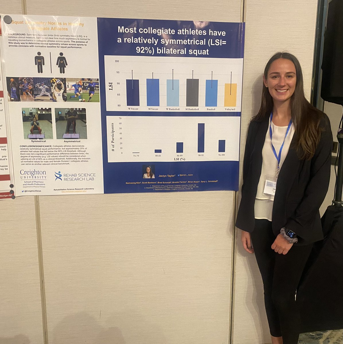 Jaclyn Taylor (DPT2023) <a href="/jaclyn__taylor/">Jaclyn Taylor</a> presenting her poster at the <a href="/aaspt_apta/">American Academy of Sports Physical Therapy</a> Annual Meeting and Scientific Conference. 🏋️‍♂️ “Squat Symmetry Norms in Healthy Collegiate Athletes.” <a href="/Creighton_DPT/">Creighton DPT</a> <a href="/UNOBiomechanics/">UNO Biomechanics</a> <a href="/gocreighton/">Creighton Bluejays</a> <a href="/Creighton/">Creighton University</a> #SportsConnect